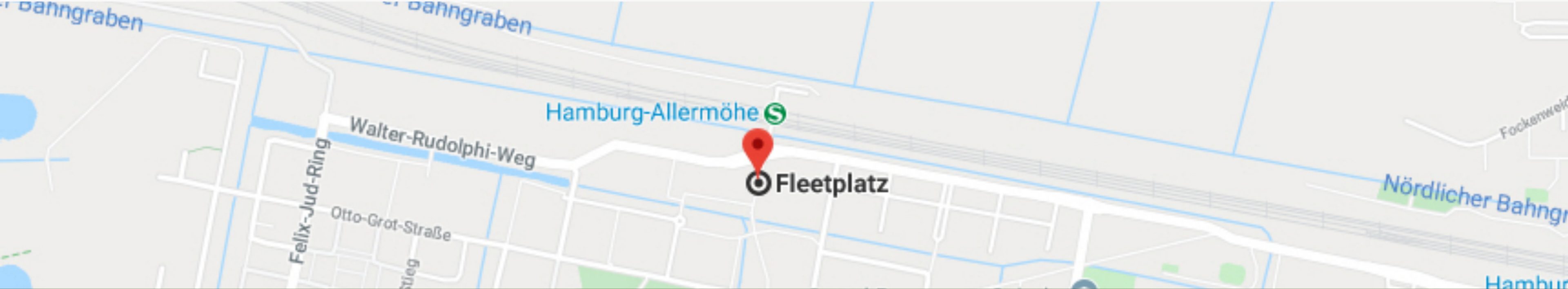 Kartenausschnitt: Fleetplatz 5 in Hamburg-Allermöhe, direkt am S-Bahnhof