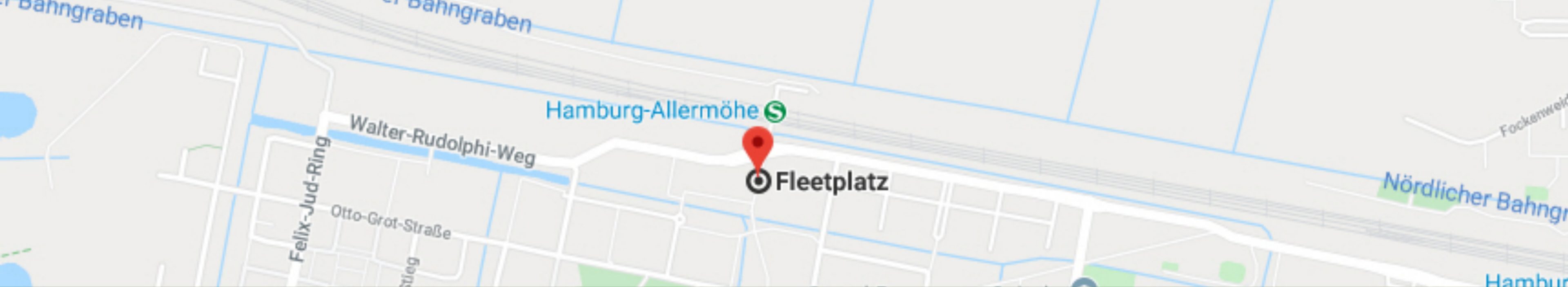 Kartenausschnitt: Fleetplatz 5 in Hamburg-Allermöhe, direkt am S-Bahnhof